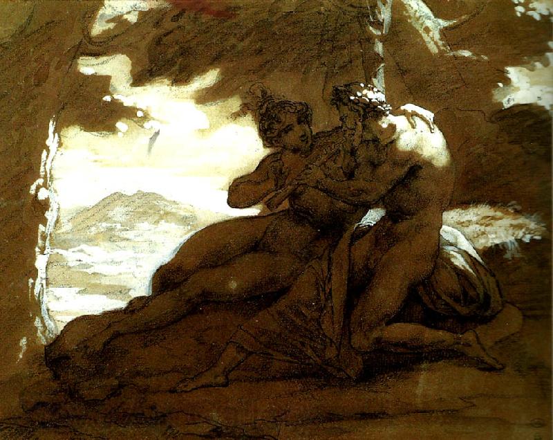 Theodore   Gericault nymphe et satyre